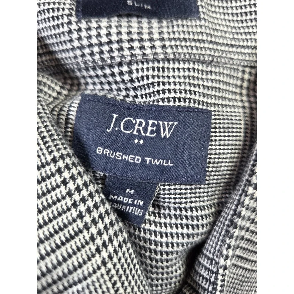 J.Crew Brushed Twill Glen Plaid Button Down Shirt Mens Medium Gray Cotton - Picture 4 of 9